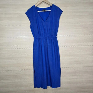 J.crew Size 0‎ Royal Blue V Neck Midi Dress Cap Sleeves Side Slits